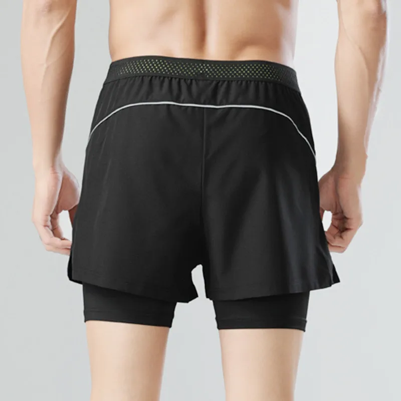 Men's 2 in 1 Running Shorts Men Security Leisure Fitness Hiking Sport Jogging Gym Built-in Hiden Pocket Summer Male Shorts A926