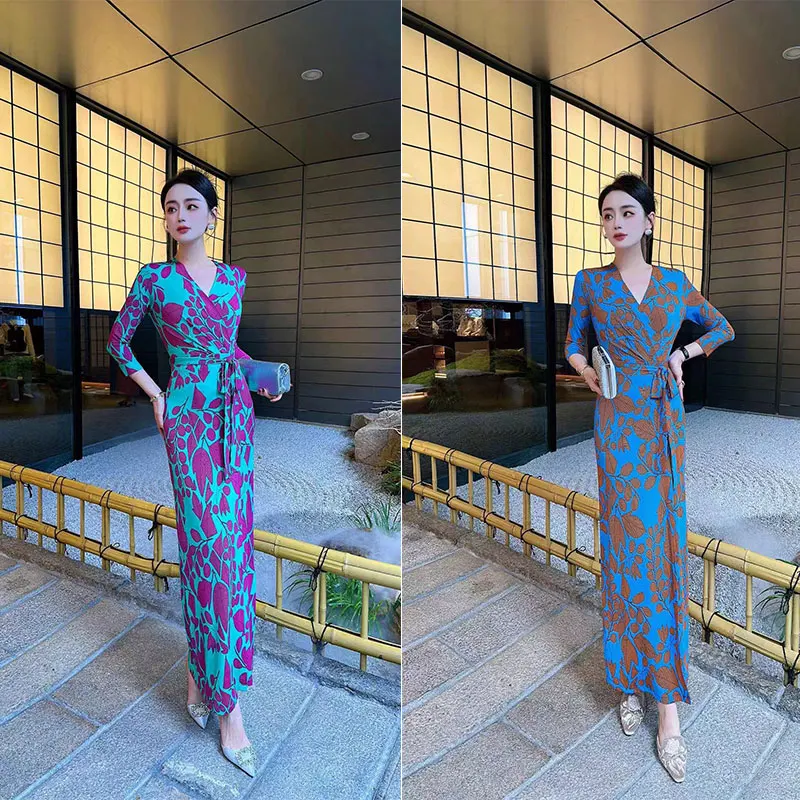 Fashionable and elegant printed design dress with exclusive style, noble and slimming women's clothing, high-qualit #093 C1-42