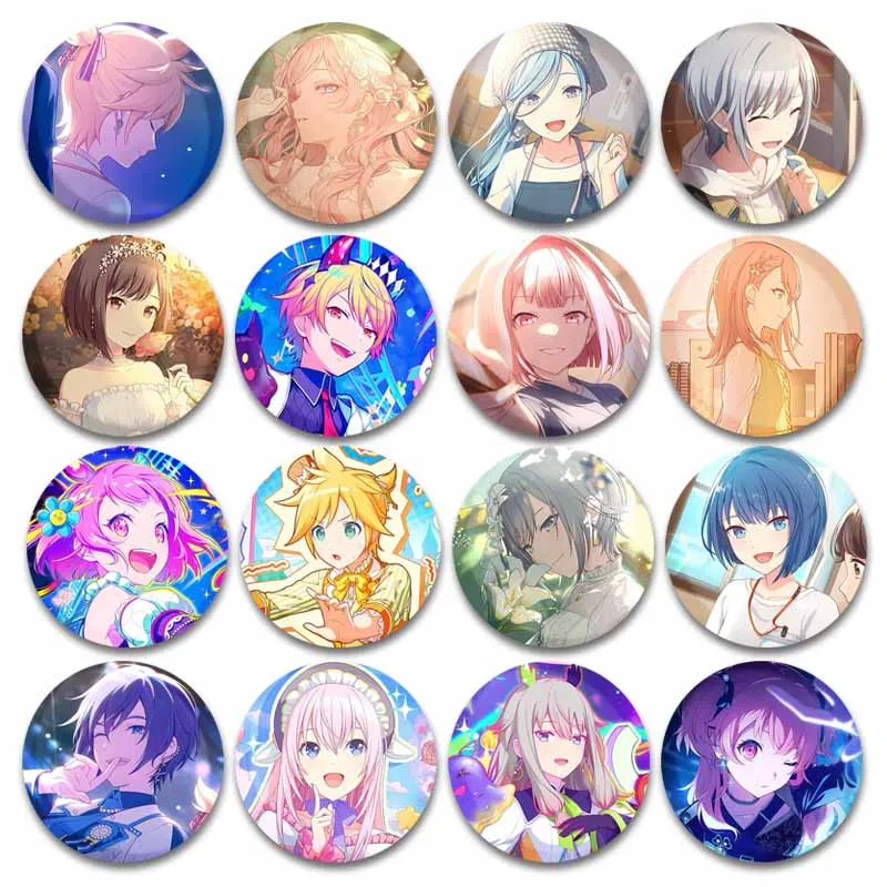 

Project SEKAI Anime Game Button Pin Cartoon Character Tenma Tsukasa Momoi Airi Hinomori Shiho Brooch Badge for Backpack Clothes
