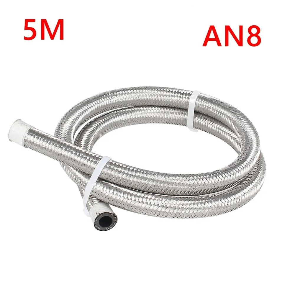 16FT 5M AN4 AN6 AN8 AN10 AN12 Olie Brandstof Slang Olie Gas Cooler Slang Line Buis Nylon Roestvrij staal Gevlochten Binnen Cpe Rubber