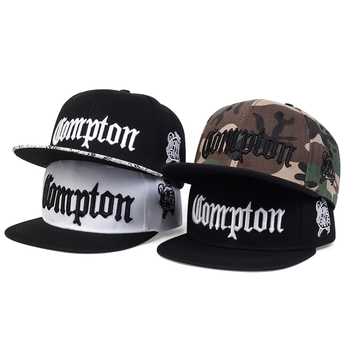 Unisex Compton Letter Embroidery Hip-hop Hats Outdoor Adjustable Casual Baseball Caps Sunscreen Hat