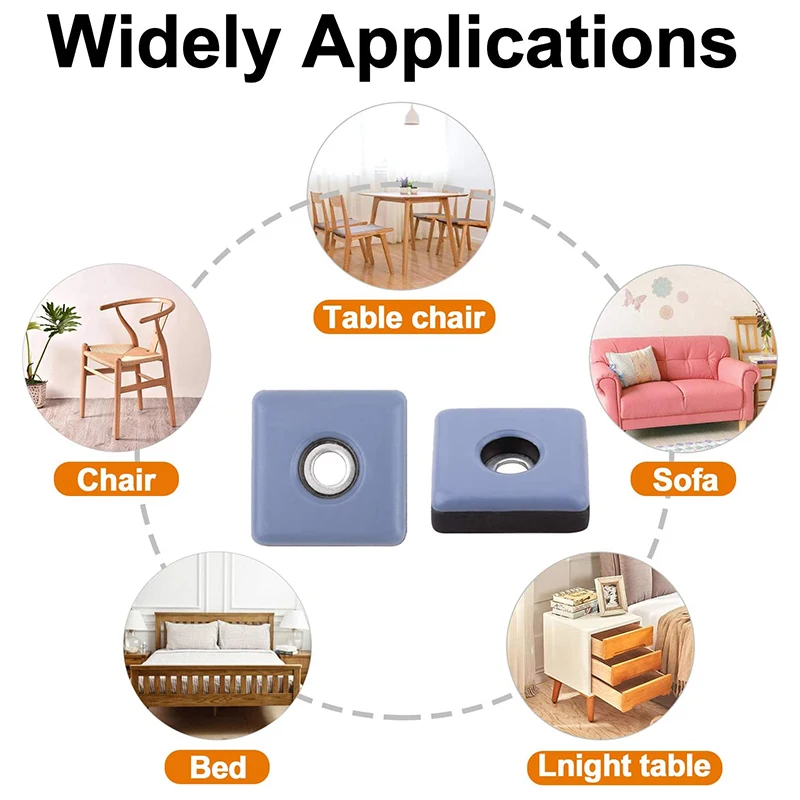 A04I 24Pcs Furniture Sliders 30mm Furniture Leg Protectors with Screws Square Chair Leg Protectors Furniture Glide Pads image 2