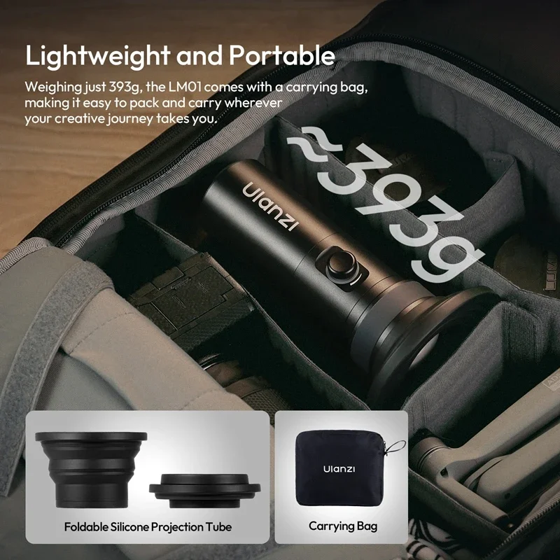 Ulanzi LM01 RGB 10W Latarka Fotograficzna z 4 Kolorami Ściemniania, Lampka LED do Filmowania, 7500mAh z Śrubką 1/4\", 20 Gobo, Live Vlog — zdjęcie produktu 6