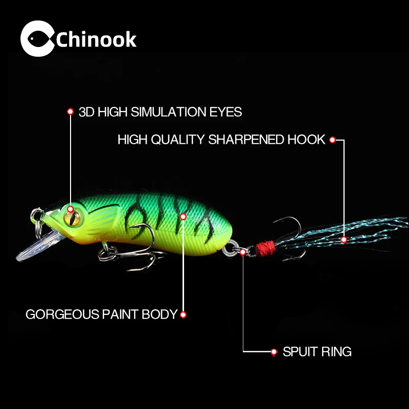 Chinook 50mm 6.6g Mini Minnow Wobblers Floating Fishing Lures Minnow Crankbait Artificial Hard Swimbait Fish Lure Pike Wobblers