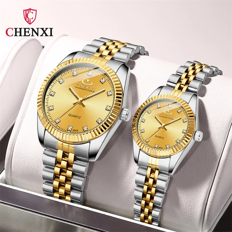 CHENXI 004A luxury Men and women Watch Waterproof Date Clock Male Sports Watches Men Quartz Casual steel couple Wrist Watch gift