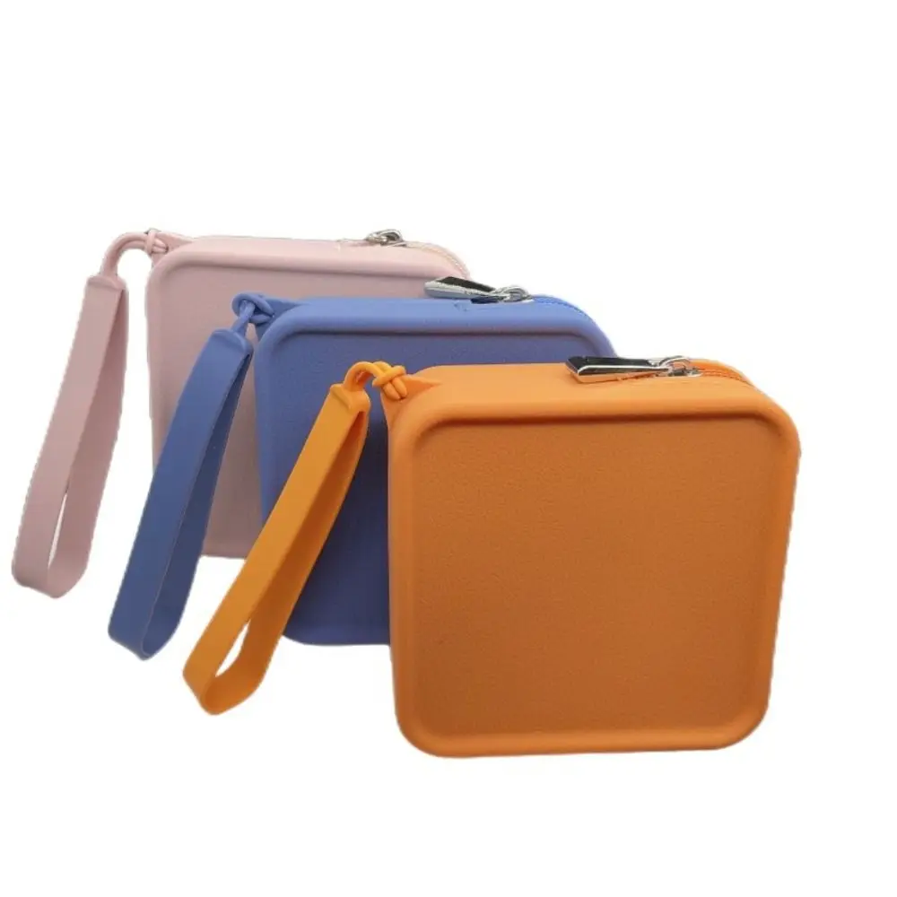 Ins Silicone Square Coin Purse, Cor sólida bonito, Mini item pequeno saco, Batom saco cosmético, Presente portátil