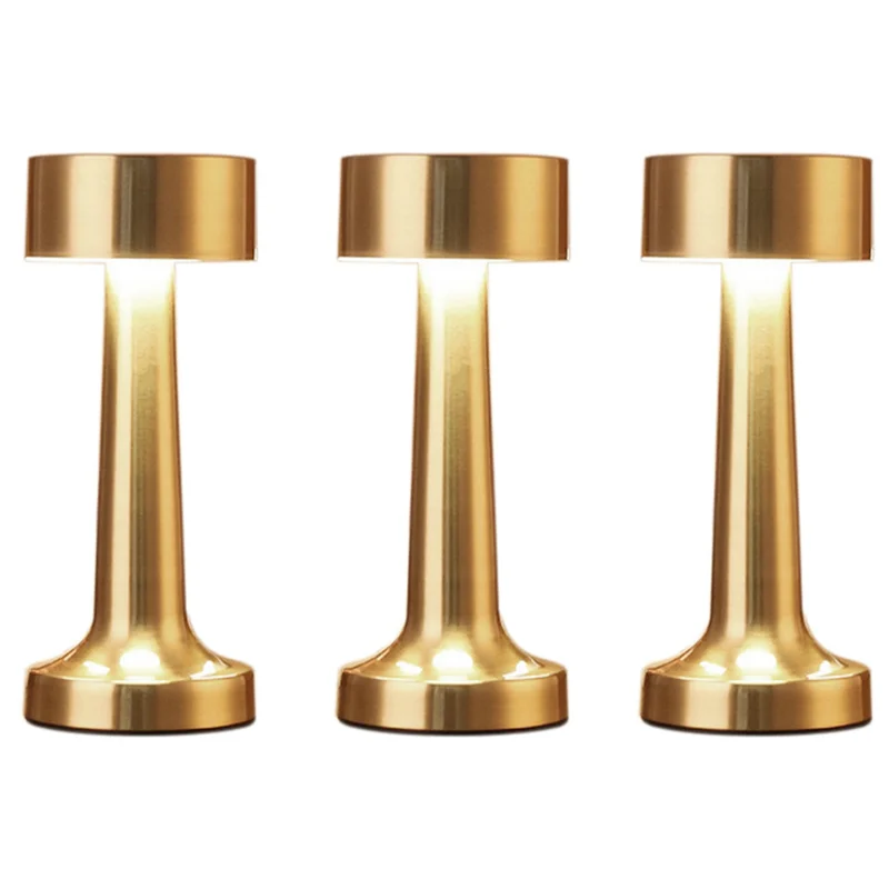

ABJN-3X Retro LED Rechargeable Touch Metal Table Lamp 3 Colors Dimmable Ambient Lights Desk Lamp Bar Room Decor Night Light