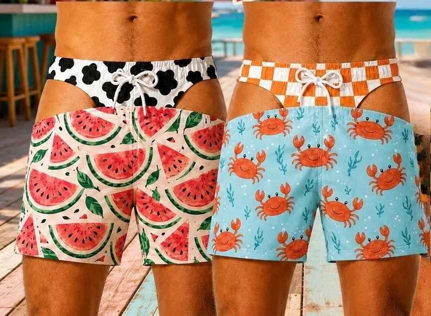 Swim Trunks Personalized Big Booty Gag Gift Funny Hairy Butt Beach Shorts, Bathing Suit, Bachelor Party Short Pool Party Shorts