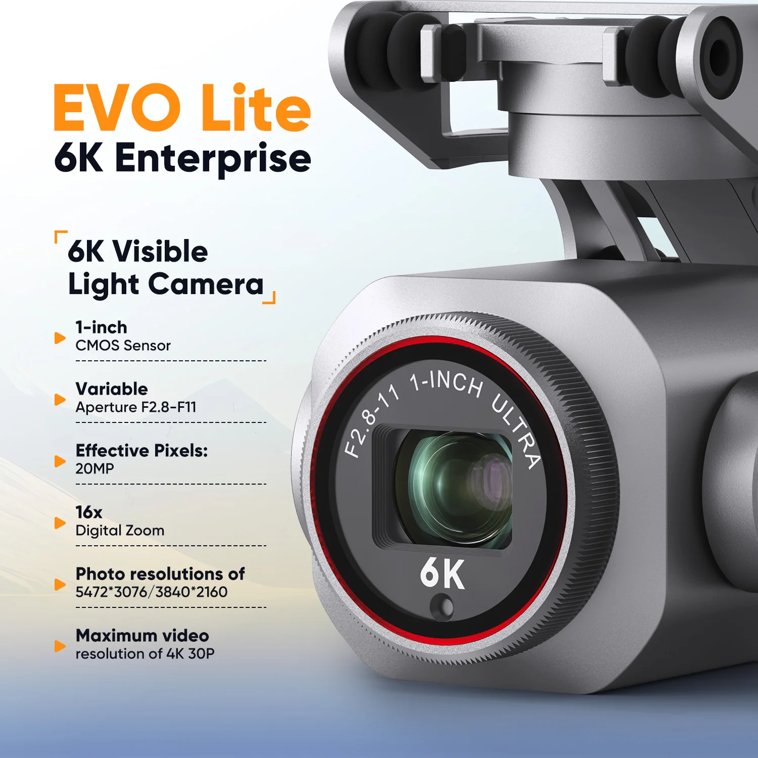 Autel EVO Lite 6K Enterprise Drone พร้อมกล้องความร้อน 1080P/30FPS 40 นาที 16x ซูม 866g น้ําหนักเบา Professional Flight Software