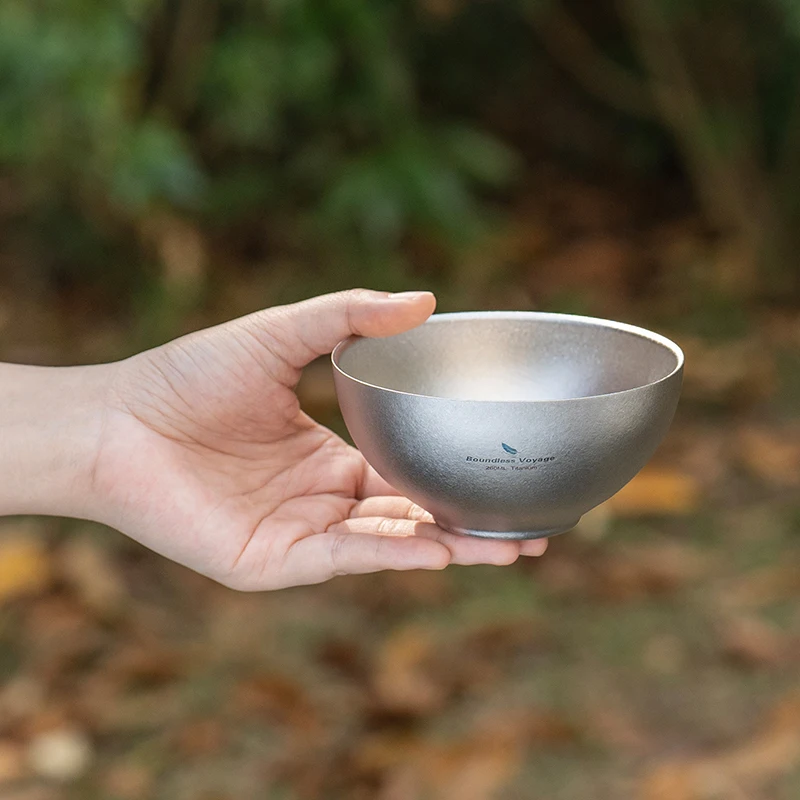 

Boundless Voyage Titanium Bowl 260ml Camping Double Walled Small Soup Cereal Bowl Outdoor Lightweight Metal Service Dinnerware