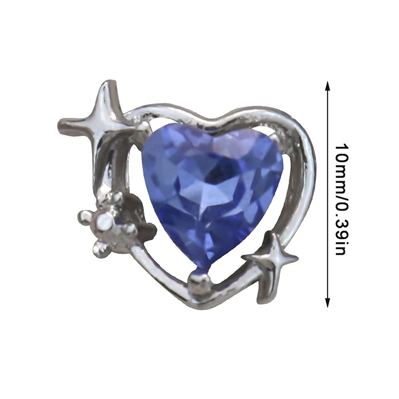 10PCS Love Heart Nail Art Charms Luxury Diamond Crystal Glitter Hallow Heart Rhinestones Alloy Nail Gems Manicure Decor Salon