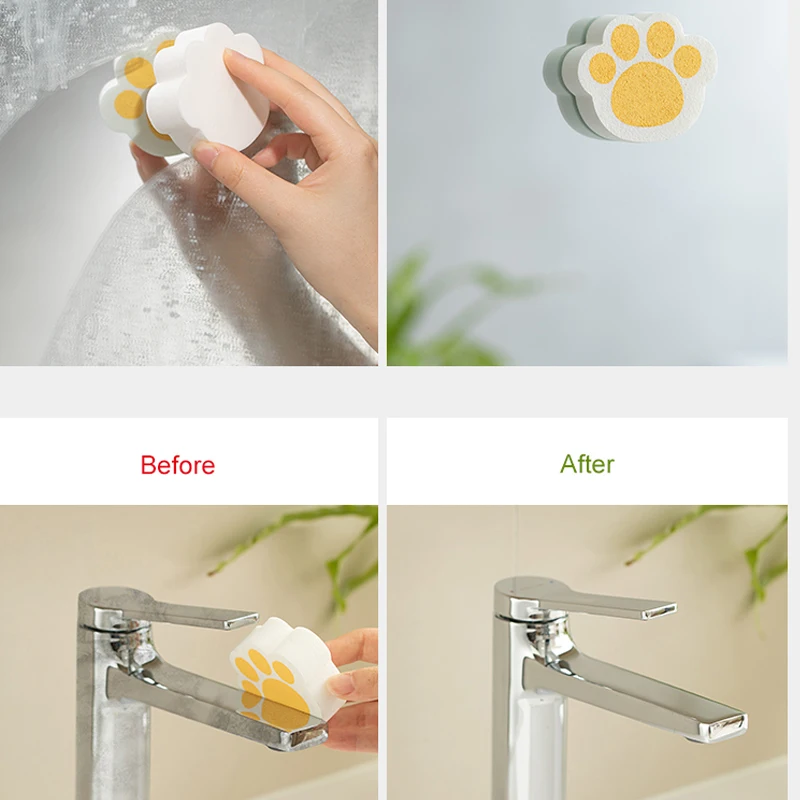 Aisen Japan Mirror Glass Wipe Cat Claw Cute Glass Cleaning Brush Adhesive Removal Magic Sponge Cleaner Kitchen Bathroom