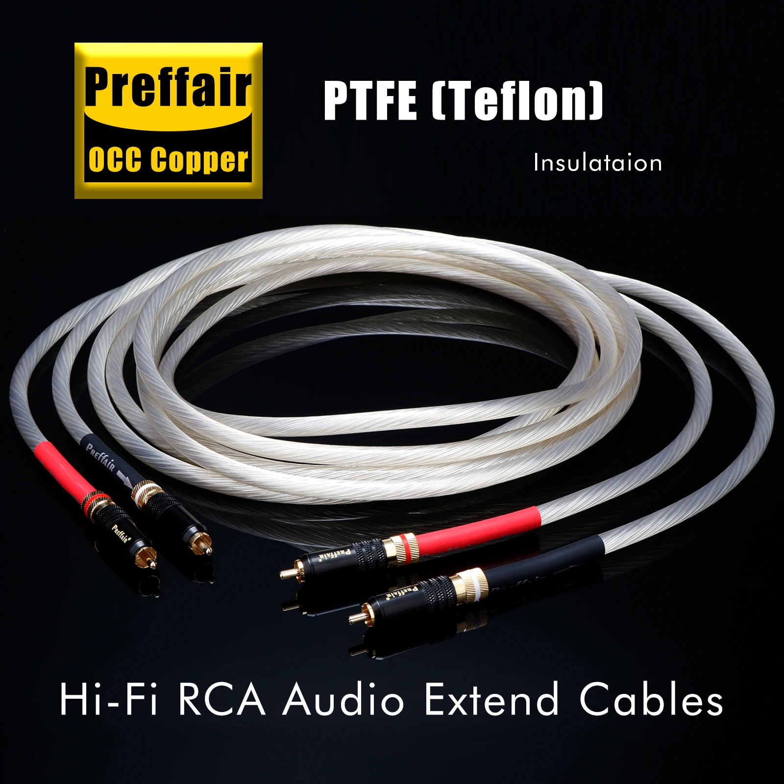 RCA Audio Cable - 11-Core 5N Silver-Plated HiFi Audiophile Interconnect Cable 24K Gold-Plated RCA Plugs,for Home Theater/DVD/TV