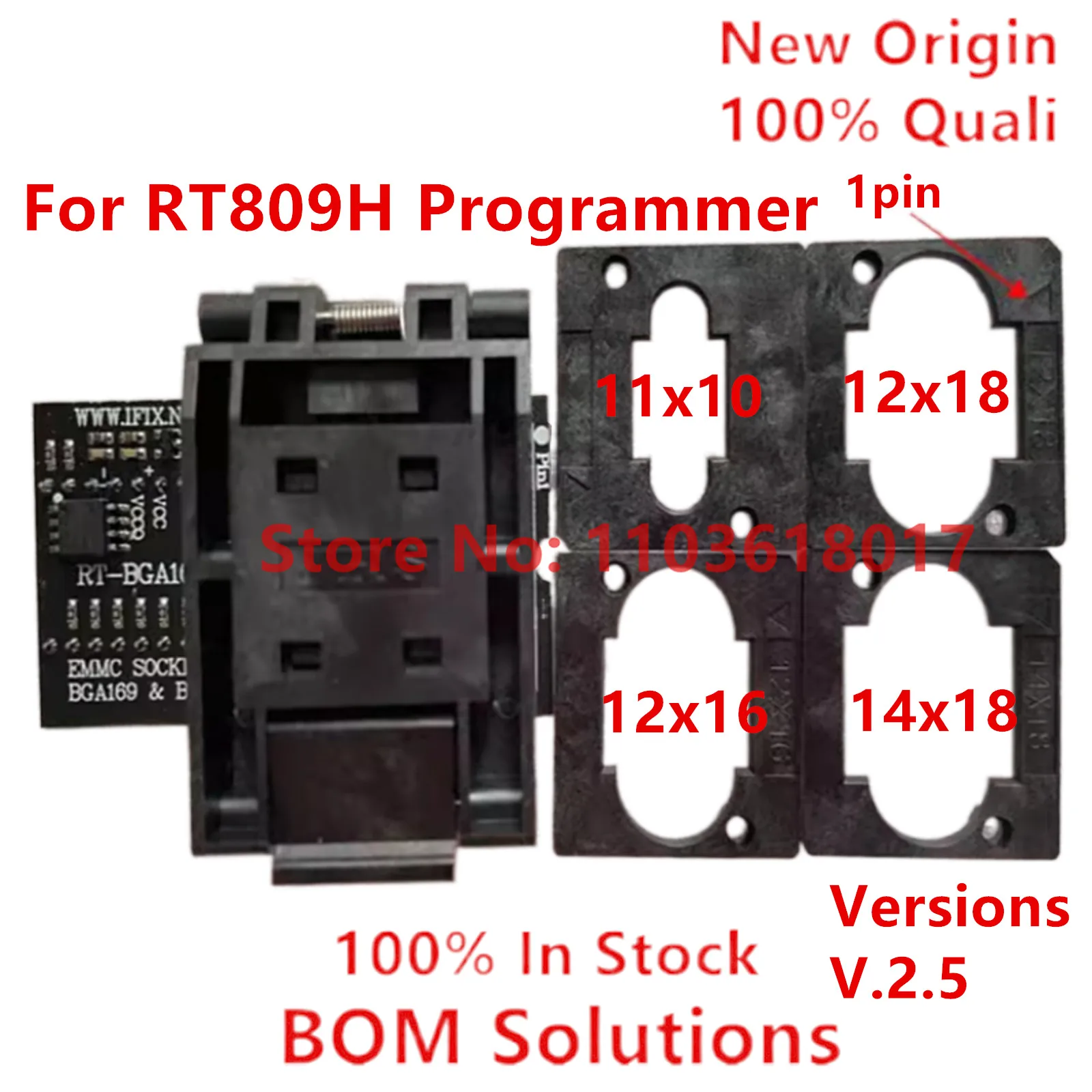 Original RT-BGA169-01 BGA169 / BGA153 EMMC Adapter V2.5 With 4 PCS BGA Bounding Box For RT809H Smart Programmer Calculator