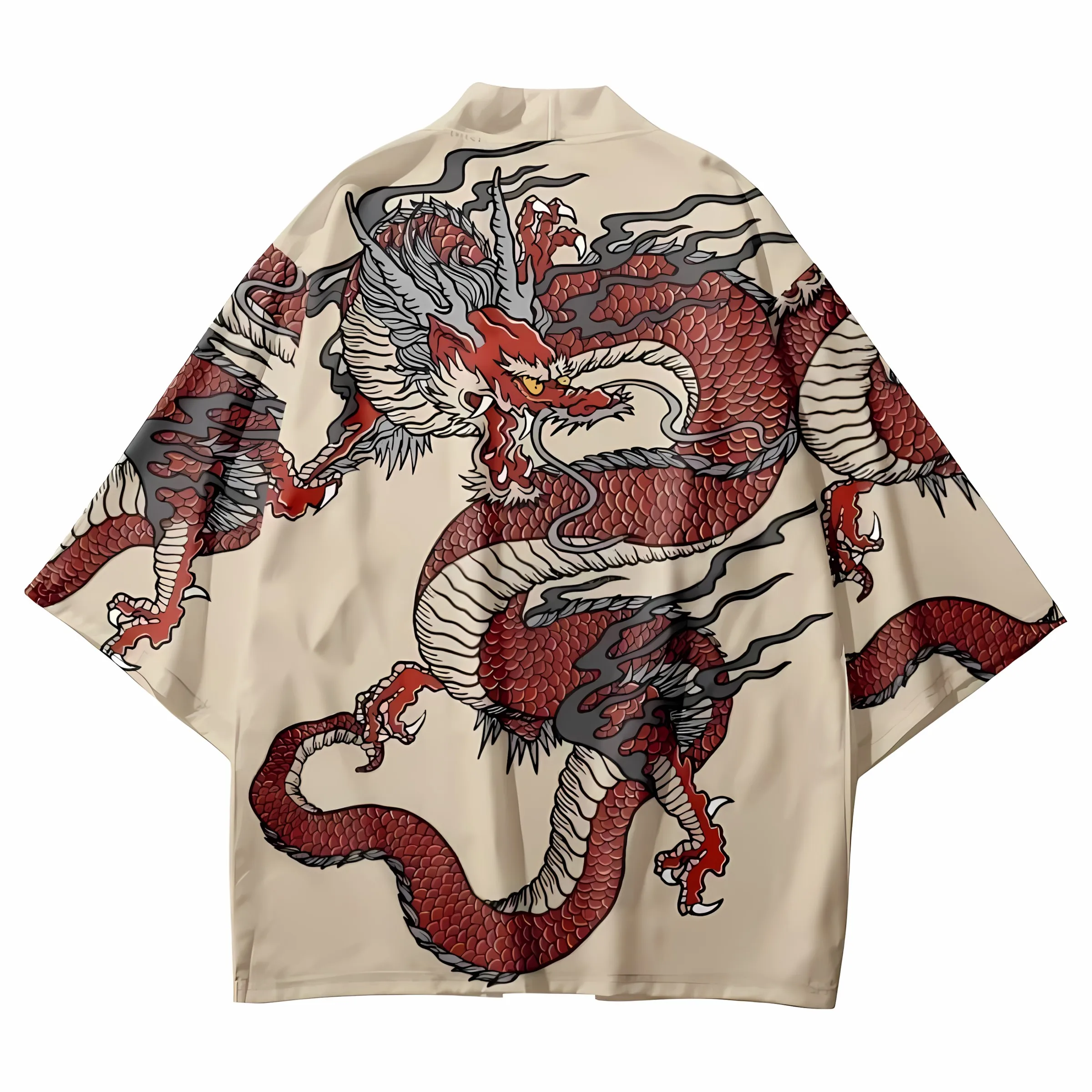 2026 Summer New Men's Kimono with 3D Dragon Pattern Print for Street Casual Fashion Comfortable Soft Breathable