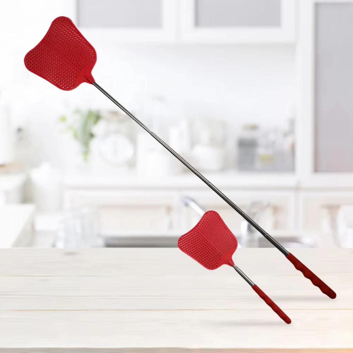 1pc Telescopic Fly Swatters Retractable Manual Plastic Fly Swatter Extendable Flyswatter With Long Pole Manual Bugs Killer Tool