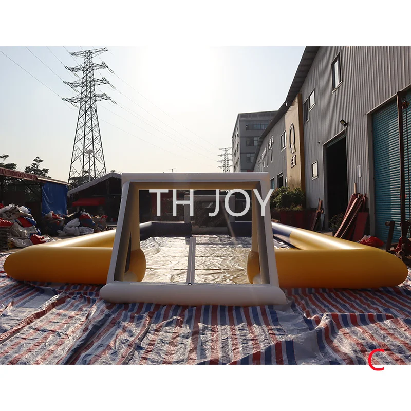 by ship to door, outdoor giant Inflatable water soap soccer field,commercial 14x7m inflatable football pitch arena with floor