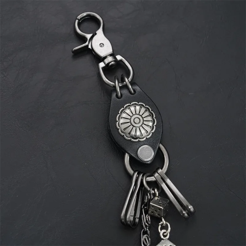 Men Vintage Long Metal Rock Trousers Hipster Pant Jean Keychain Ring Clip Tassel Keychains Women Accessory