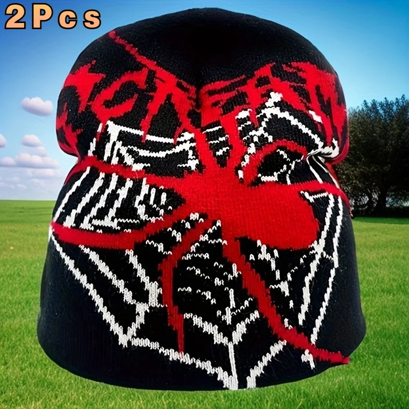 

2 шт., жаккардовые вязаные шапки в стиле хип-хоп