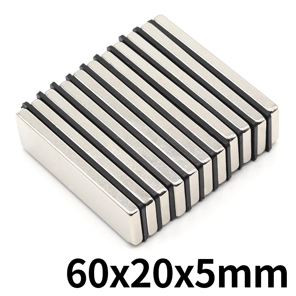 

Neodymium Magnet 60x20x5 N35 NdFeB 60mm x 20mm x 5mm Block Super Powerful Strong Permanent Magnetic imanes 1/2/5/10Pcs