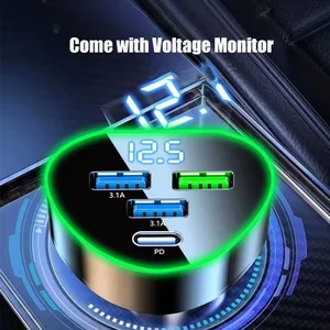 شاحن هاتف السيارة UYUXIO-USB C ، شحن فائق السرعة ، شاشة LED للجهد ، iPhone ، Samsung ، Huawei ، Oneplus ، Android أعلى 11 مبيعات التلفزيون السريع إعادة شحن أدنى سعر - No9