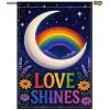NGZ Love Shines Rainbow Moon Garden Flag 28X40 Inch Linen for Pride llz
