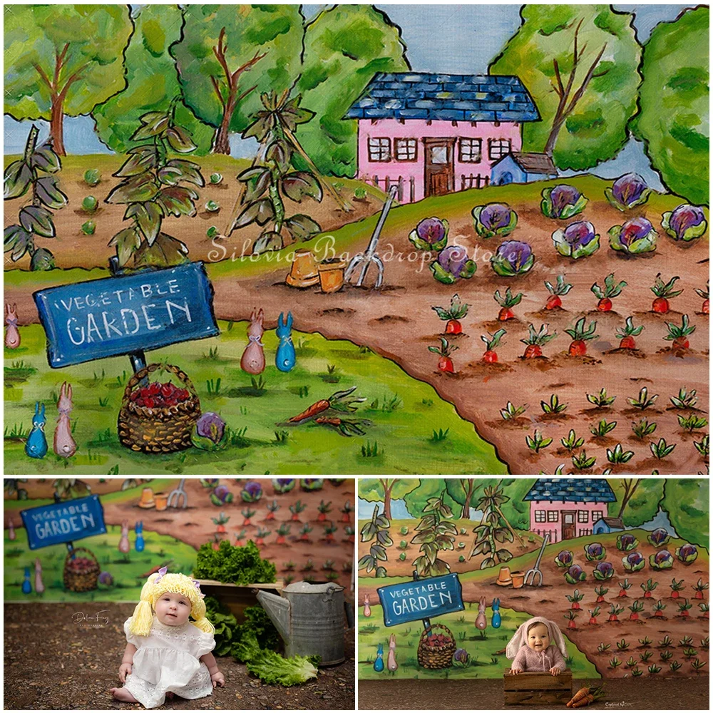 

Весенний морковный фермерский фотофон для торта, фон для фотосъемки на день рождения, детский портретный реквизит для фотостудии