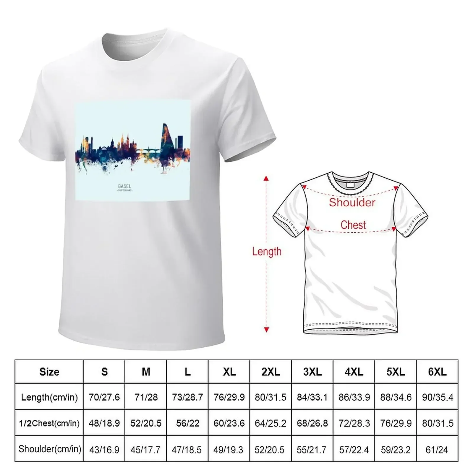 Basel Switzerland Skyline T-shirt anime clothes hippie clothes t shirt men