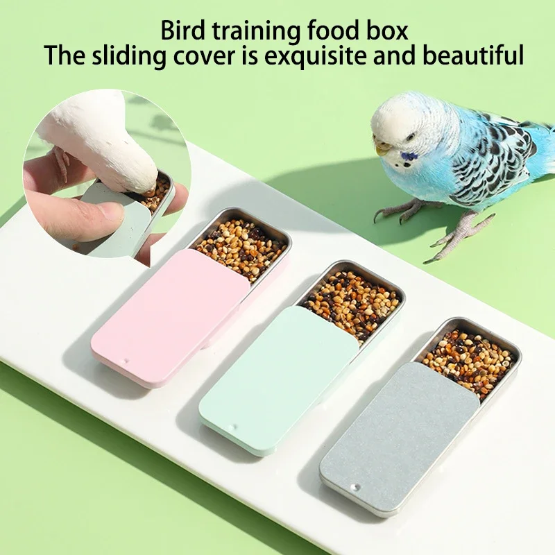 1pc Bird Training Food Jar Parrot Hand-held Feeder Multiple Colors Bird Training Food Jar Bird Interactive Toy Mini Feeding Box