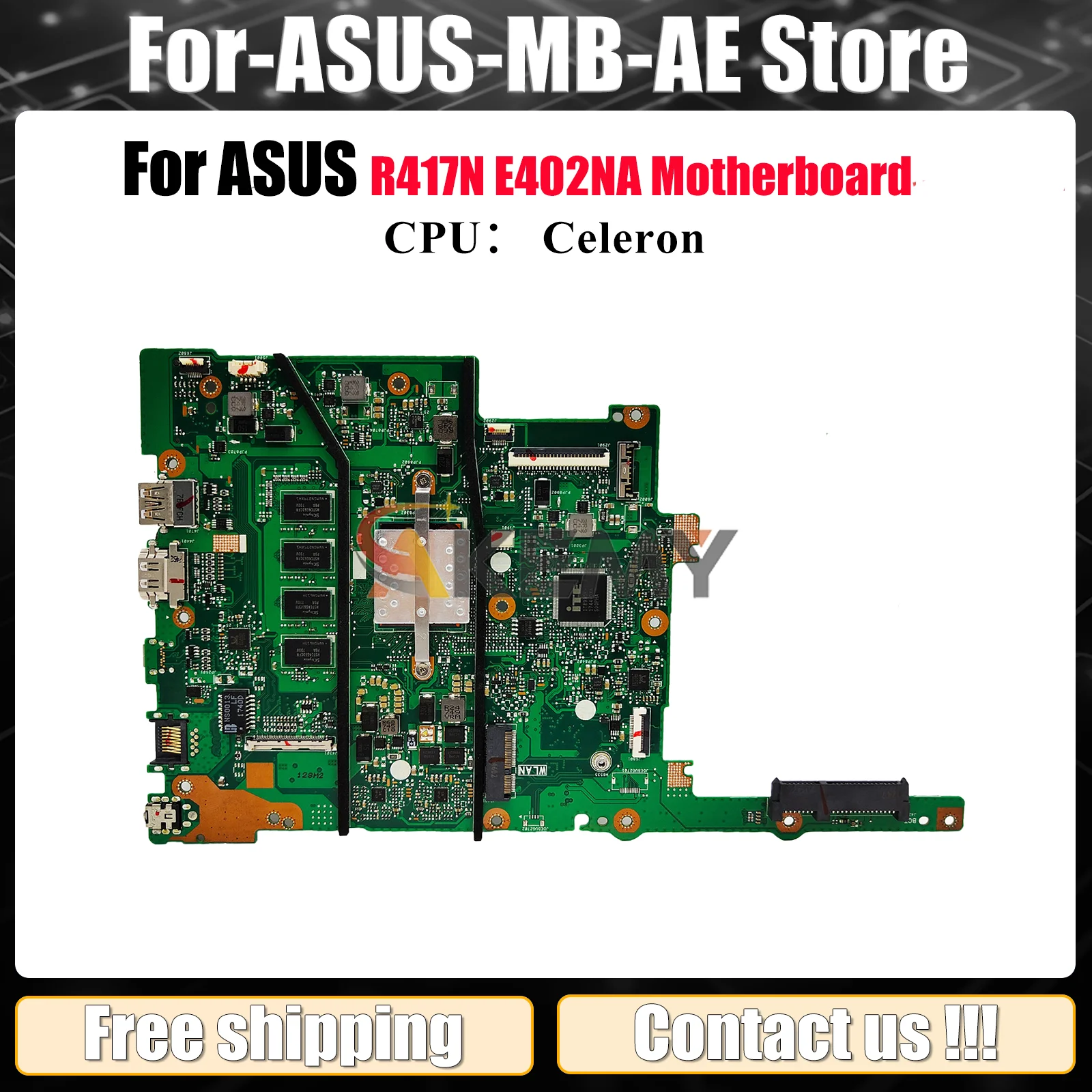 

E402NA Laptop Motherboard For ASUS EeeBook E402NA R417N E402N Notebook Mainboard With Celeron CPU 100% tests OK fast shipping
