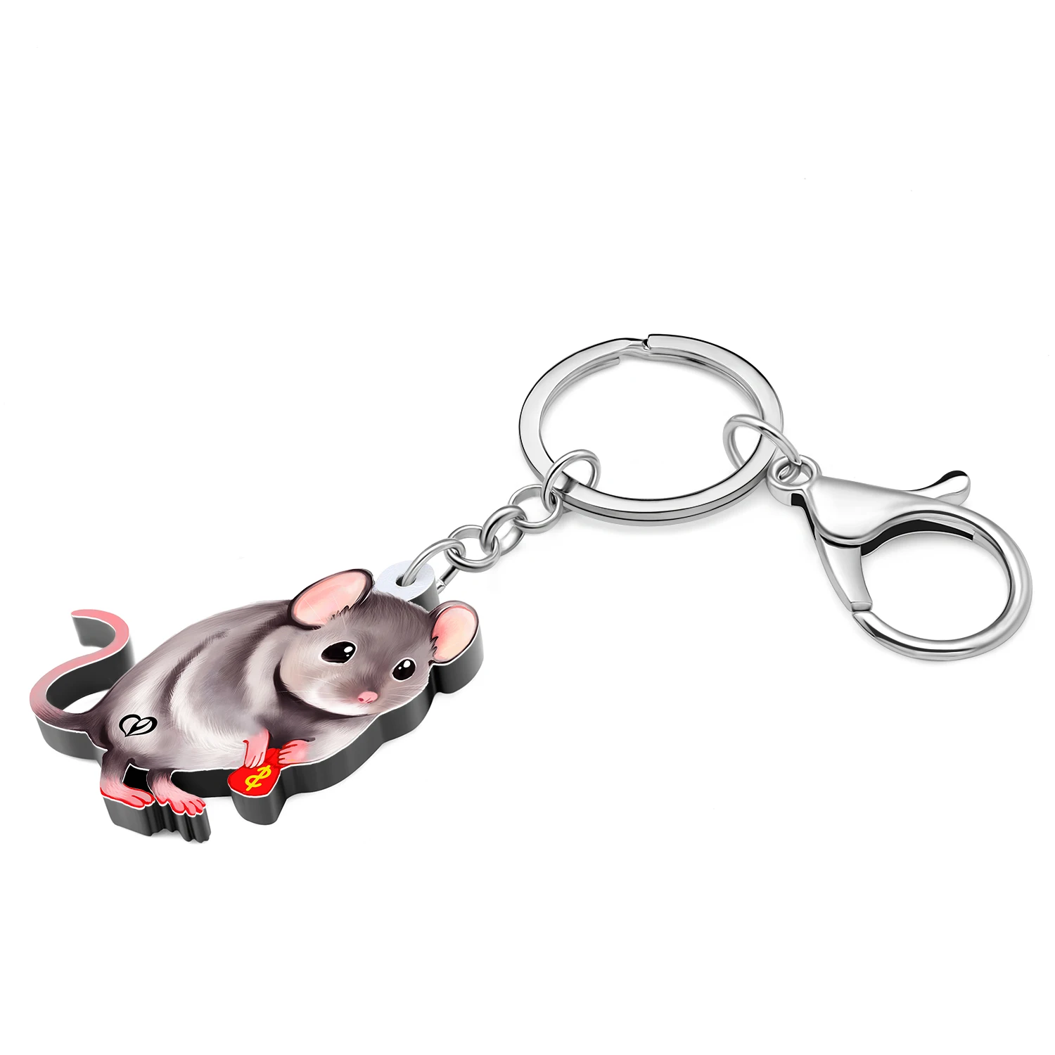 Bonsny Acrylic Cute Red Packets Mouse Keychains Key Ring Chains Animals Fashion Jewelry Car Bag Charm For Women Kids Girls Gifts