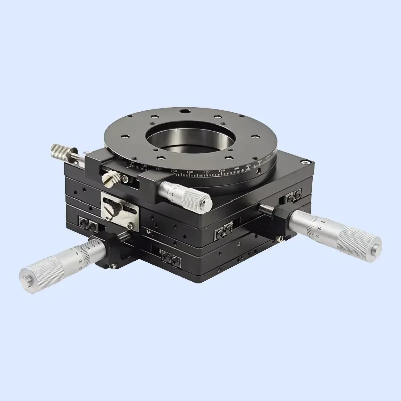 Manual three-dimensional displacement stage 360 turntable coarse and fine adjustment slide stage XY axis travel 15mmPT-21R100