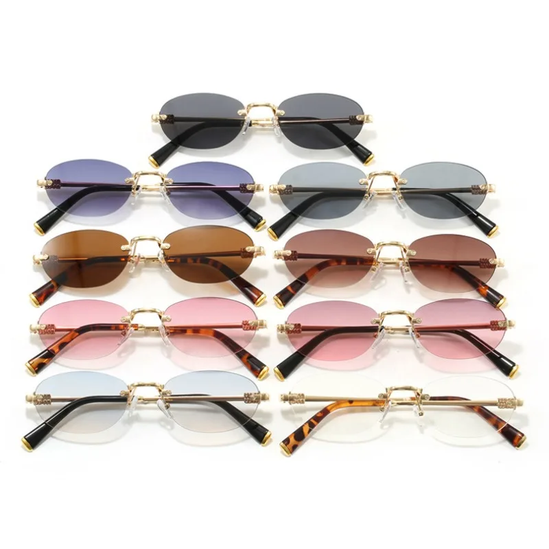 

Neutral Fashion Oval Frameless Sunglasses Women's Fashion 2026 Glasses Outdoor Trendy Driving Travel Eye Protection Sunglasses
