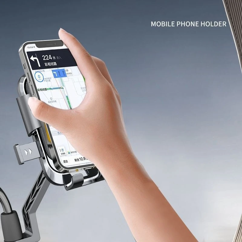 Takeaway Rider New Motorcycle Mobile Phone Holder Shock-proof Automatic Lock Snap-on Bicycle Battery Car Mobile Phone Holder