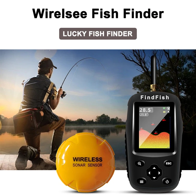 A16Q-Smart English Russian Menu Wireless Sonar Portable Fish Finder Sensor Echo Sounder Alarm River Lake Sea Bed Live