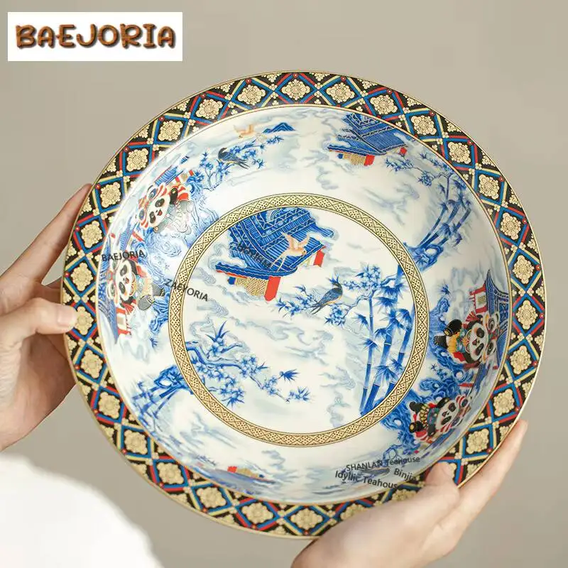 Color Enamel Cloudland Panda Fruit Dishes Japanese Pastry Plate Dessert Candy Dish Hospitality Dishes Accessories Ornaments