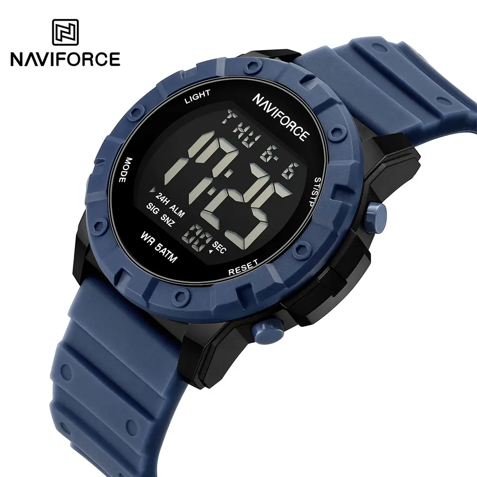 NAVIFORCE-Relógio Digital Desportivo Masculino Impermeável, Relógios de Natação, Relógio de Estudante Multifuncional, Alta Qualidade, 50m