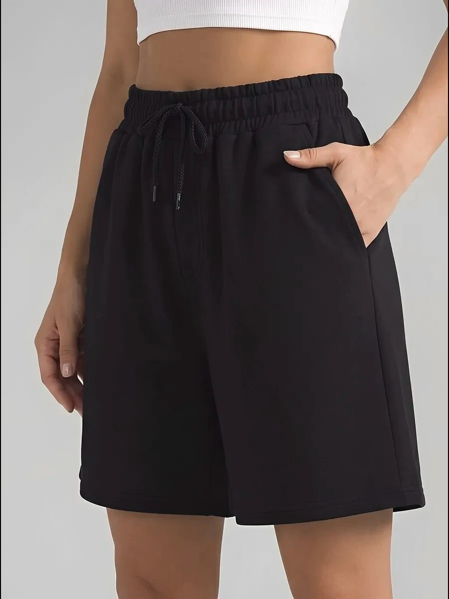 Black  Fitness Sports Shorts Women's Men Loose Drawstring Athletic Shorts Sweatpants Sport Jogging Beach Pant Oversized Shorts