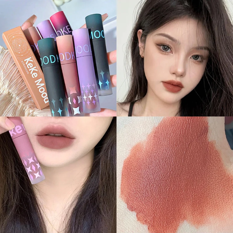 Matte Dark Red Lip Makeup Matte Black Brown Black Blue Gothic Velvet Lip Gloss Waterproof Moisturize Non-stick Cup Lipstick Tint