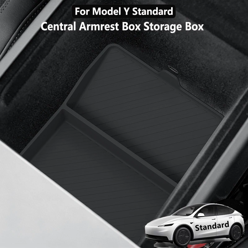 For Tesla Model Y Juniper Standard RWD 2025 2026 Center Armrest Box Bottom Storage Box Organizer Tray Car Interior Accessories