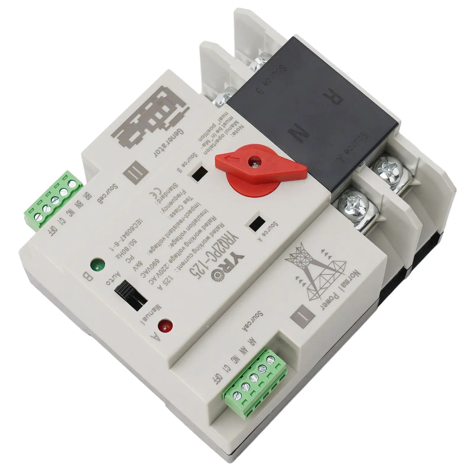 

Reliable Dual Power Automatic Transfer Switch, 2P 125A, Provides Seamless Power Switching for TV, Computers, and More