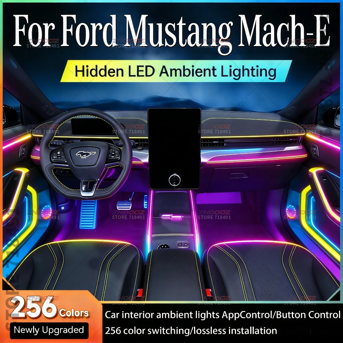 

22в1 RGB интерьер автомобиля акриловые автомобильные окружающие освещение RGB скрытая акриловая полоса украшения атмосферные аксессуары для Ford MustangM-E