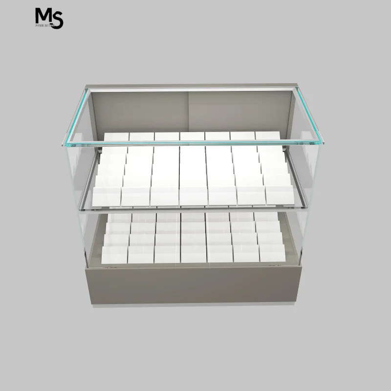 custom.&S Luxury MDF Jewelry Store Furniture Flat Wall Display Shelf Counter Design Shopping Mall Jewelry Display Cabinet