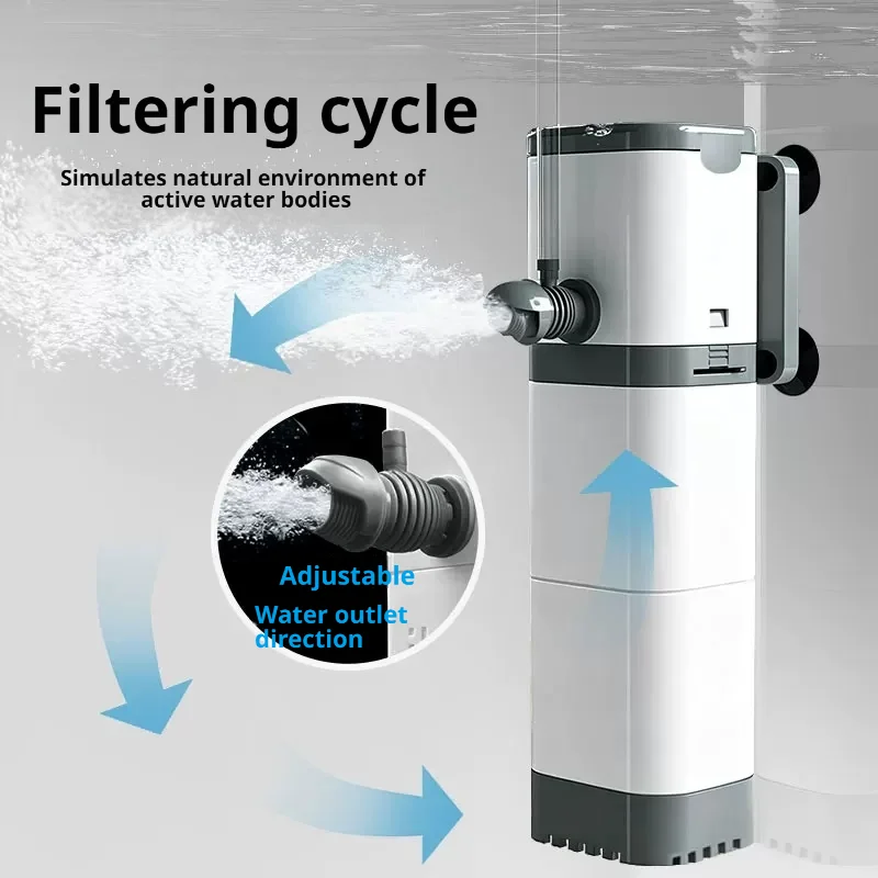 Aquarium Filter Pump, Fish Tank, Submersible, Quiet, Air Pump, Aerator, Built-in Water Pump, Wave Maker, 220V–240V
