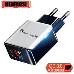 18W 3A USB Charger Fast Charging High Speed Charge QC3.0 Mobile Phone Adapter For iPhone Xiaomi14 13Huawei Samsung Phone Charger