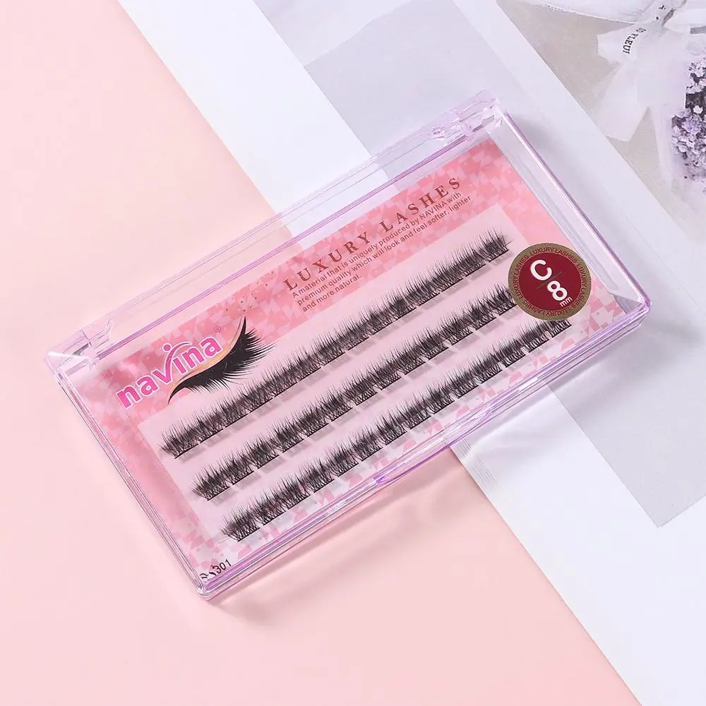 42 クラスター/ボックス太字定義つけまつげボリュームのあるまつげ効果結び目/結び目なしフェイクミンクヘア手作りナチュラルロング