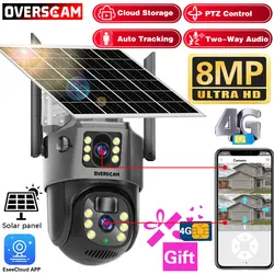 4K 8MP Solar Power Hunting Trail IP Camera Outdoor 4G Sim Card PIR Motion Detection Built-In Battery Camera Two-Way Audio CCTV