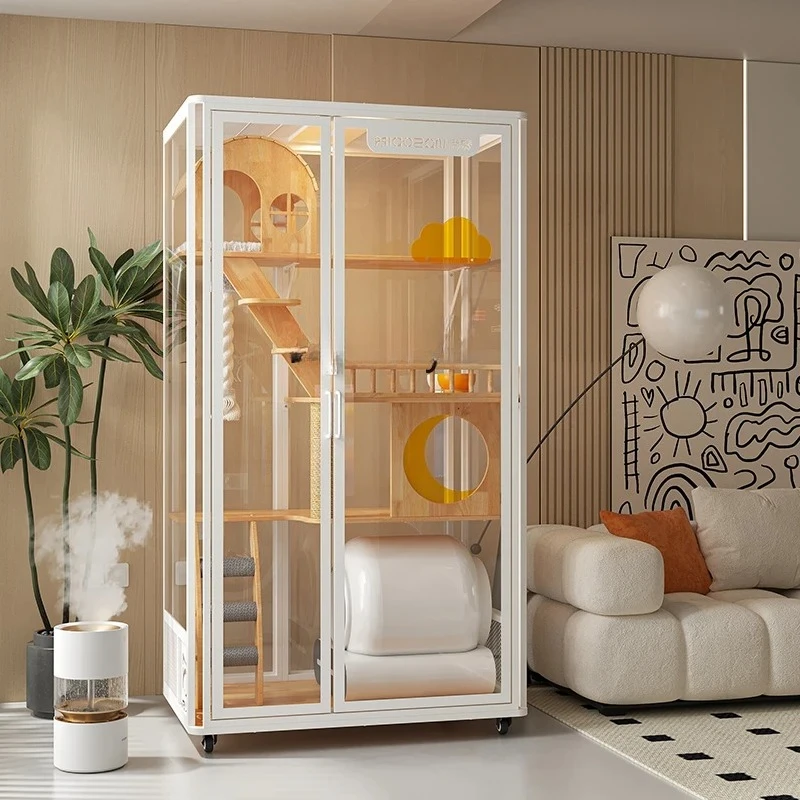 

Solid wood luxury can be placed in the smart cat toilet integrated cat cage large space panorama