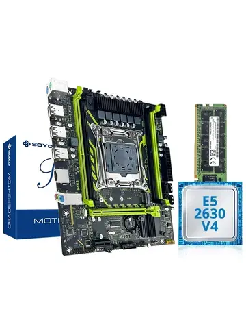SOYO X99 Motherboard Set With LGA2011-3 Xeon E5 2630 V4 CPU DDR4 16GB (1*16GB)  2133MHz RAM NVME M.2 SATA Computer Accessories