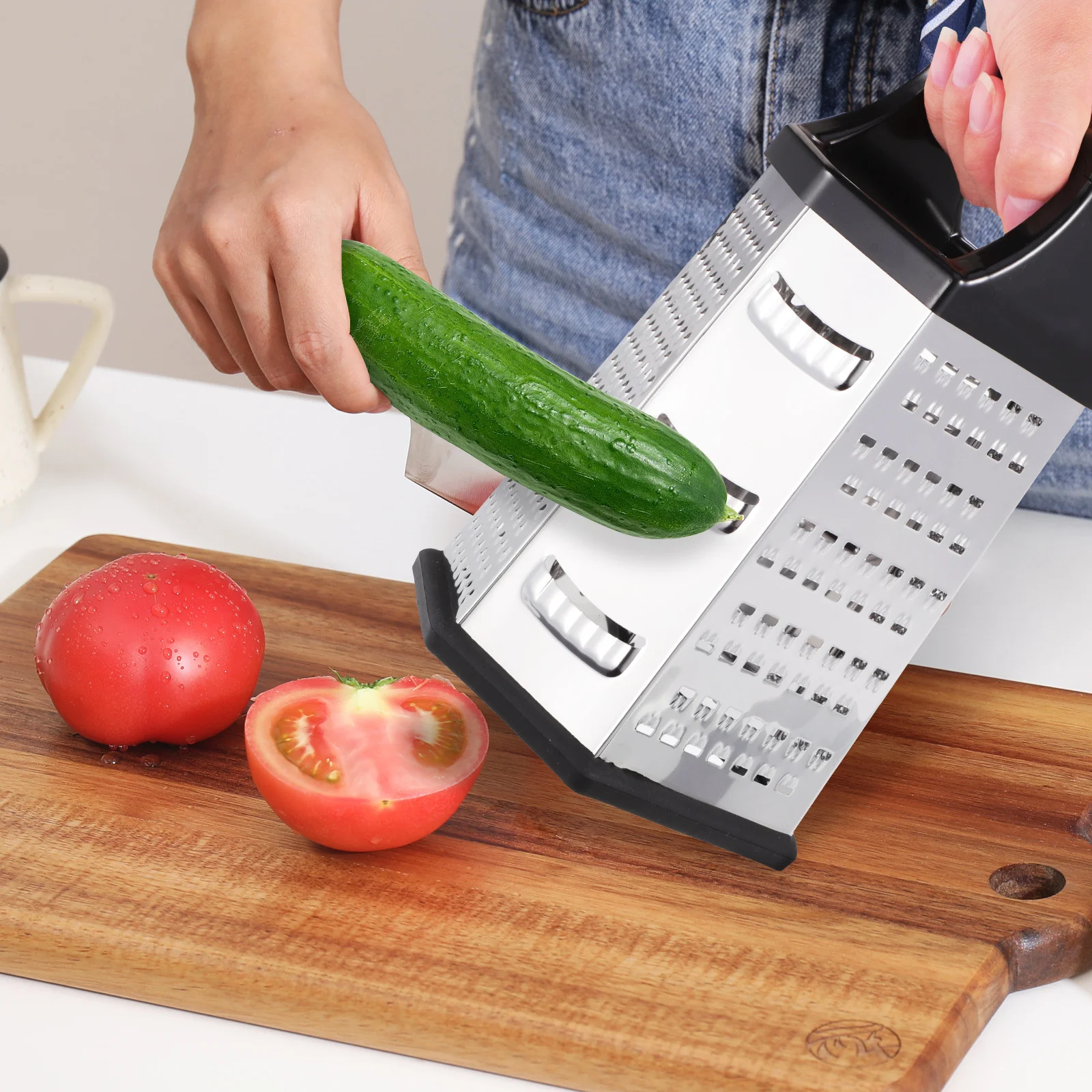 

Vegetable Grater Multi Side Handheld Kitchen Tool Food Shredder Cheese Potato Slicer Nonslip Base Easy Clean Veggie Shredder